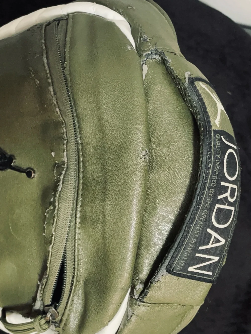 Jordan Olive Green and White Leather Backpack